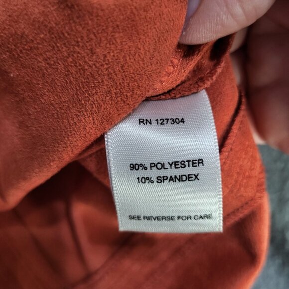 JOHN MARK Women's Small Faux Suede Sleeveless Top Tunic Orange Rust Tassel - Picture 8 of 9